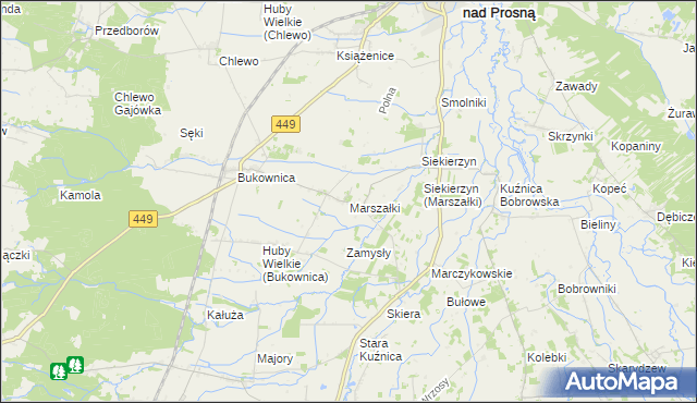 mapa Marszałki gmina Grabów nad Prosną, Marszałki gmina Grabów nad Prosną na mapie Targeo