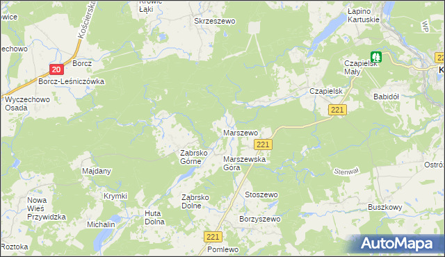 mapa Marszewo gmina Przywidz, Marszewo gmina Przywidz na mapie Targeo