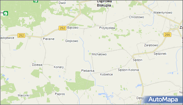 mapa Michałowo gmina Zakrzewo, Michałowo gmina Zakrzewo na mapie Targeo