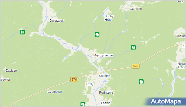 mapa Międzyrzecze gmina Supraśl, Międzyrzecze gmina Supraśl na mapie Targeo