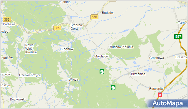 mapa Mikołajów gmina Stoszowice, Mikołajów gmina Stoszowice na mapie Targeo