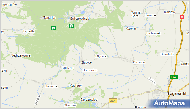 mapa Młynica, Młynica na mapie Targeo