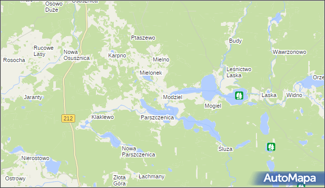 mapa Modziel, Modziel na mapie Targeo