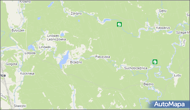 mapa Pieczyska gmina Osiek, Pieczyska gmina Osiek na mapie Targeo