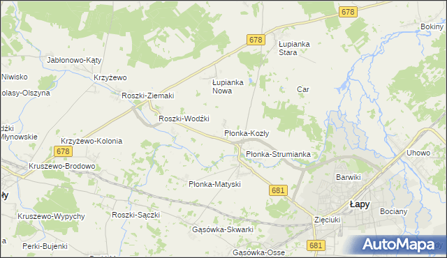 mapa Płonka-Kozły, Płonka-Kozły na mapie Targeo