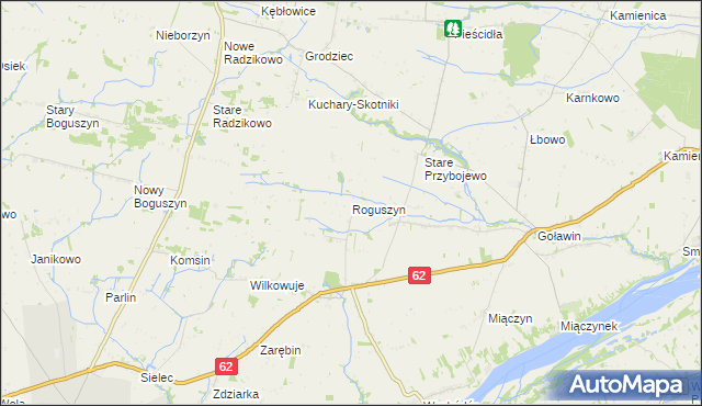 mapa Roguszyn gmina Czerwińsk nad Wisłą, Roguszyn gmina Czerwińsk nad Wisłą na mapie Targeo