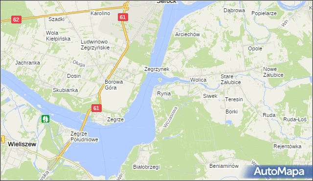 mapa Rynia gmina Nieporęt, Rynia gmina Nieporęt na mapie Targeo