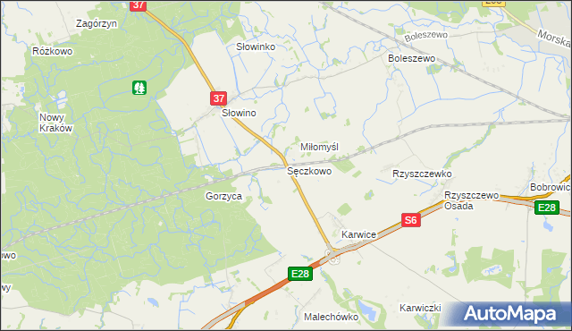 mapa Sęczkowo gmina Malechowo, Sęczkowo gmina Malechowo na mapie Targeo