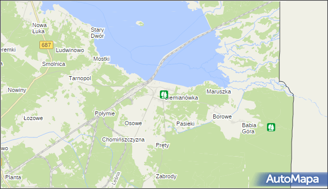 mapa Siemianówka, Siemianówka na mapie Targeo