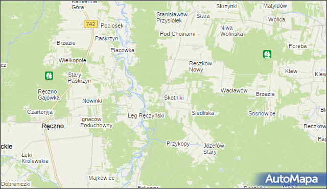 mapa Skotniki gmina Aleksandrów, Skotniki gmina Aleksandrów na mapie Targeo