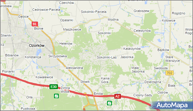 mapa Sokolniki-Las, Sokolniki-Las na mapie Targeo