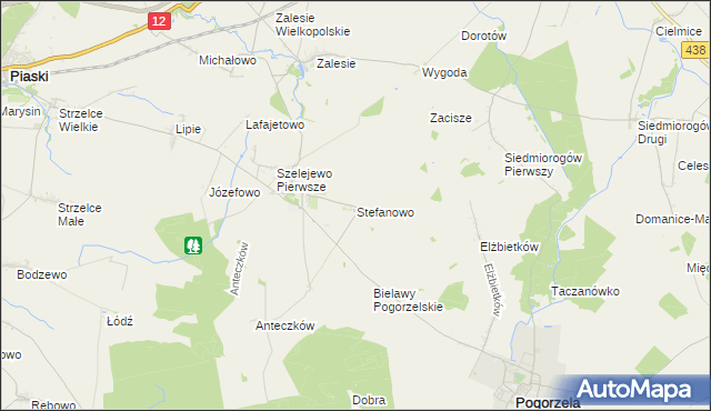 mapa Stefanowo gmina Piaski, Stefanowo gmina Piaski na mapie Targeo