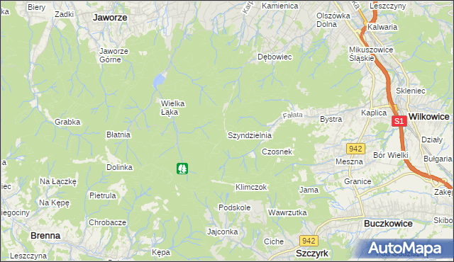 mapa Szyndzielnia, Szyndzielnia na mapie Targeo
