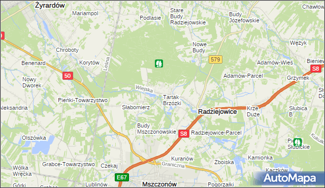 mapa Tartak Brzózki, Tartak Brzózki na mapie Targeo