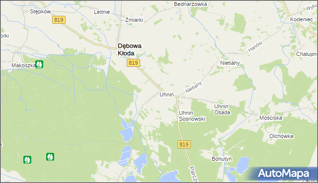 mapa Uhnin, Uhnin na mapie Targeo