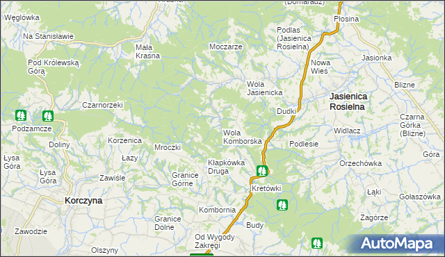 mapa Wola Komborska, Wola Komborska na mapie Targeo