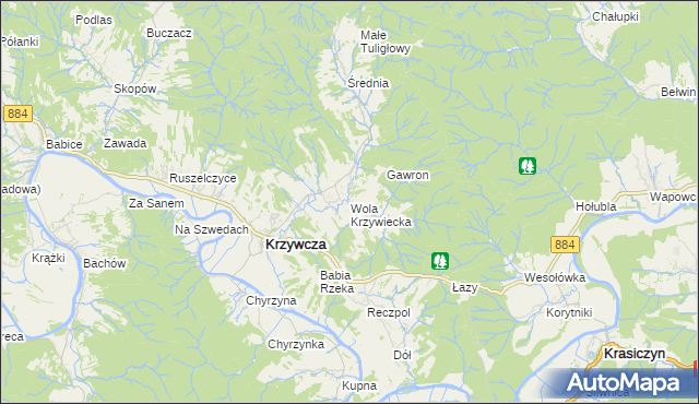 mapa Wola Krzywiecka, Wola Krzywiecka na mapie Targeo