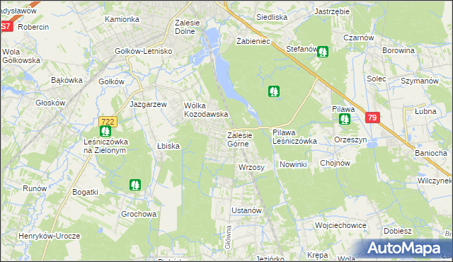 mapa Zalesie Górne, Zalesie Górne na mapie Targeo