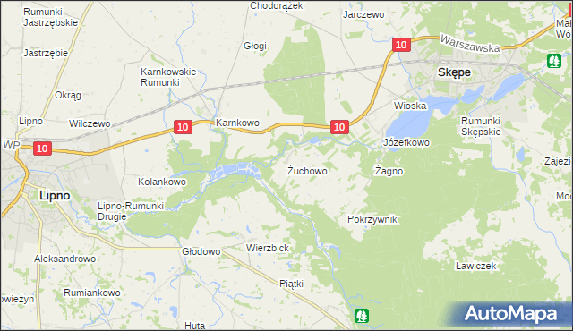 mapa Żuchowo, Żuchowo na mapie Targeo