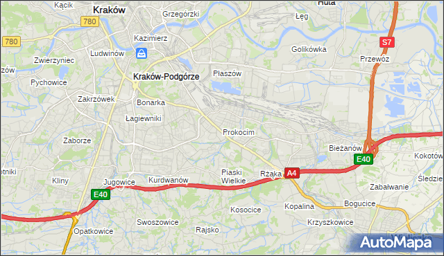 mapa Prokocim, Prokocim na mapie Targeo