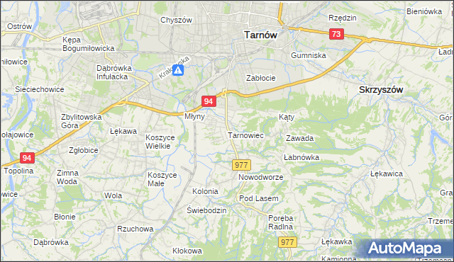 mapa Tarnowiec gmina Tarnów, Tarnowiec gmina Tarnów na mapie Targeo