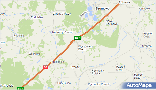 mapa Wyszomierz Wielki, Wyszomierz Wielki na mapie Targeo