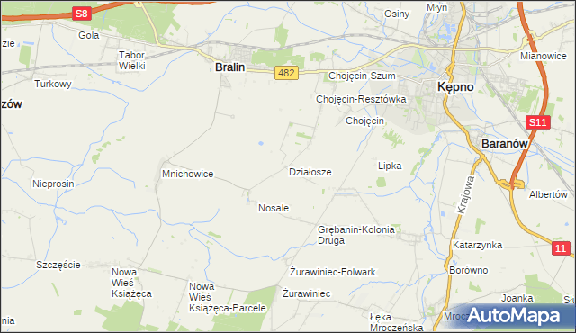 mapa Działosze, Działosze na mapie Targeo
