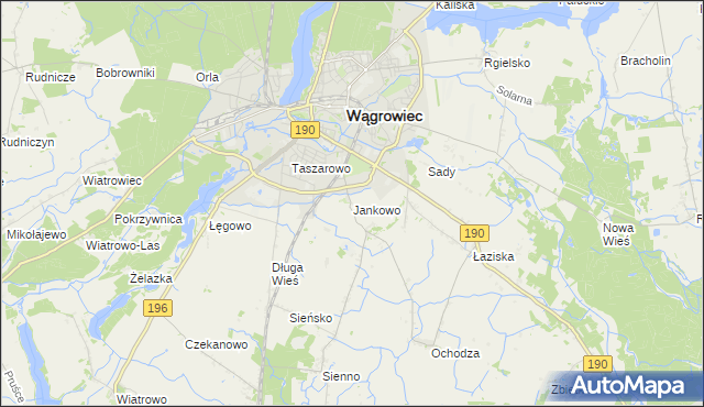 mapa Jankowo gmina Wągrowiec, Jankowo gmina Wągrowiec na mapie Targeo