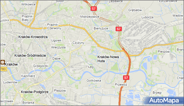 mapa Nowa Huta gmina Kraków, Nowa Huta gmina Kraków na mapie Targeo
