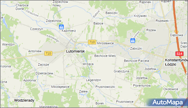 mapa Bechcice-Wieś, Bechcice-Wieś na mapie Targeo