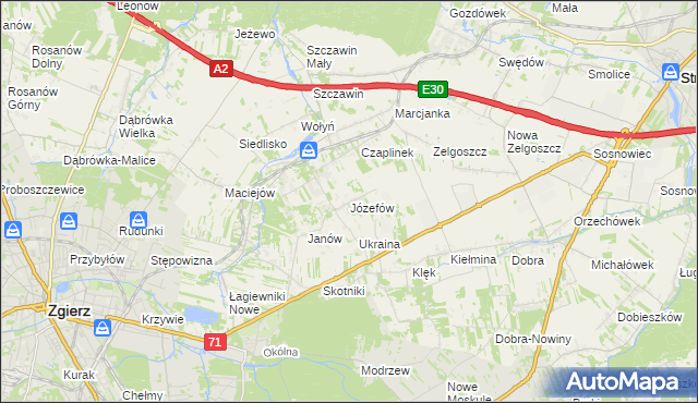 mapa Józefów gmina Zgierz, Józefów gmina Zgierz na mapie Targeo