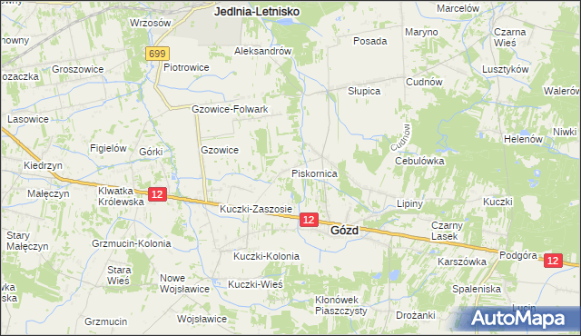 mapa Piskornica, Piskornica na mapie Targeo
