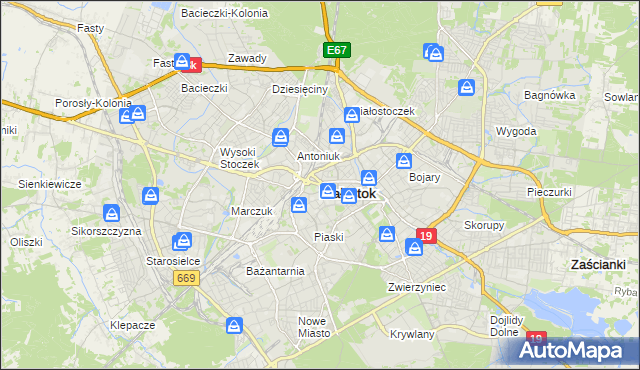 mapa Białegostoku, Białystok na mapie Targeo
