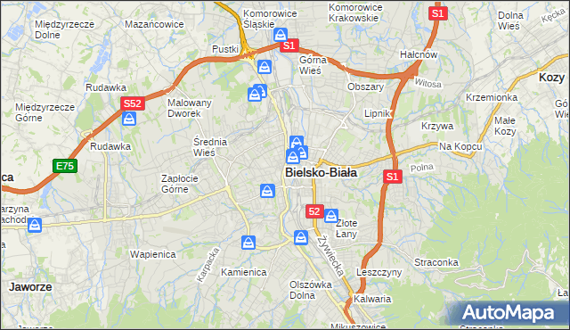 mapa Bielsko-Białej, Bielsko-Biała na mapie Targeo