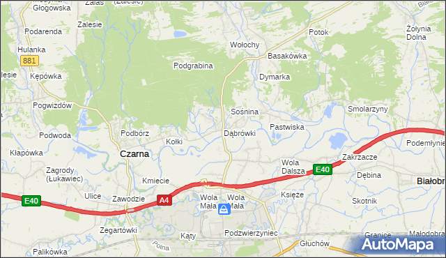 mapa Dąbrówki gmina Czarna, Dąbrówki gmina Czarna na mapie Targeo