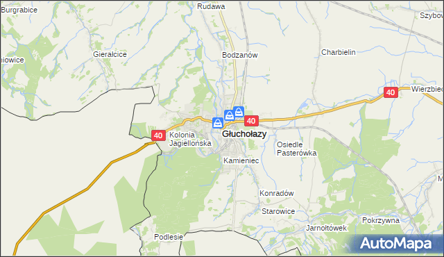 mapa Głuchołazy, Głuchołazy na mapie Targeo