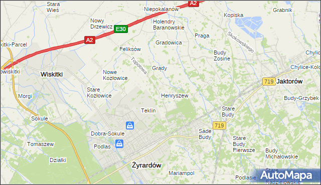 mapa Henryszew, Henryszew na mapie Targeo