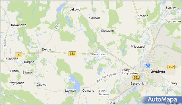 mapa Klępczewo, Klępczewo na mapie Targeo