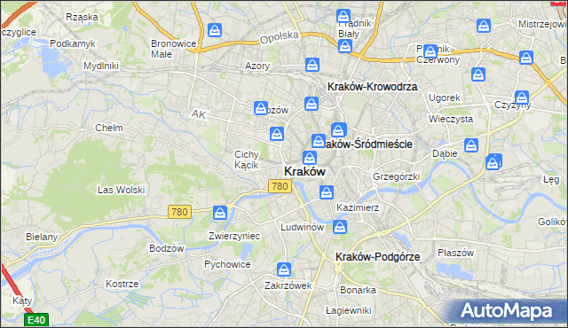 mapa Krakowa, Kraków na mapie Targeo