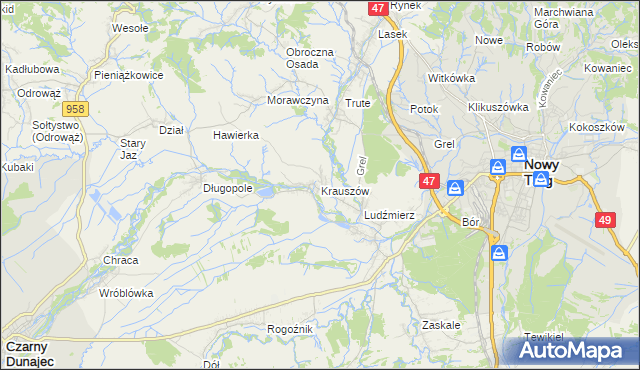 mapa Krauszów, Krauszów na mapie Targeo