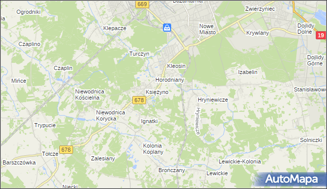 mapa Księżyno-Kolonia, Księżyno-Kolonia na mapie Targeo