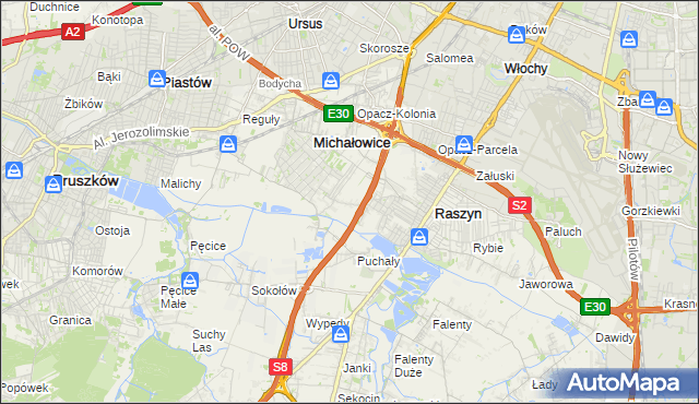 mapa Michałowice-Wieś, Michałowice-Wieś na mapie Targeo