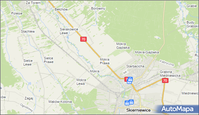 mapa Mokra Prawa, Mokra Prawa na mapie Targeo