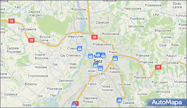 mapa Nowego Sącza, Nowy Sącz na mapie Targeo