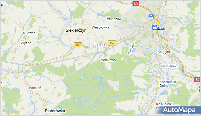 mapa Ponikowo, Ponikowo na mapie Targeo