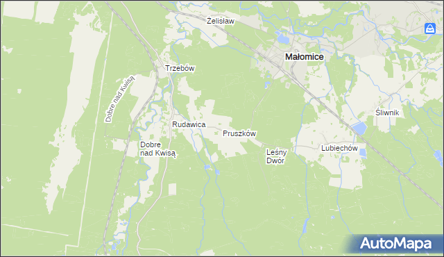mapa Pruszków gmina Żagań, Pruszków gmina Żagań na mapie Targeo