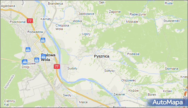 mapa Pysznica, Pysznica na mapie Targeo