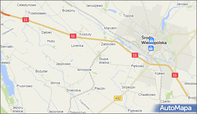 mapa Słupia Wielka, Słupia Wielka na mapie Targeo