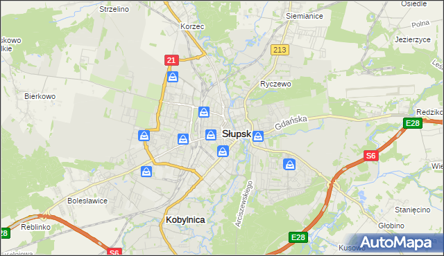 mapa Słupska, Słupsk na mapie Targeo