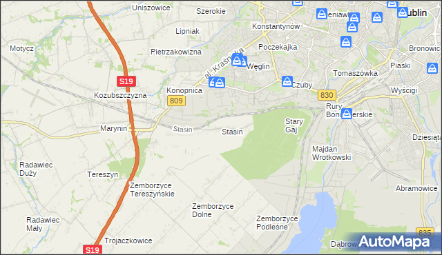 mapa Stasin gmina Konopnica, Stasin gmina Konopnica na mapie Targeo